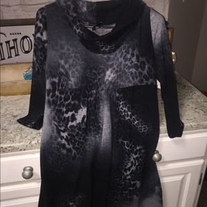 Black leopard print turtleneck dress